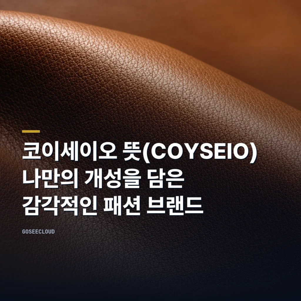 코이세이오 뜻(COYSEIO) | 나만의 개성을 담은 감각적인 패션 브랜드