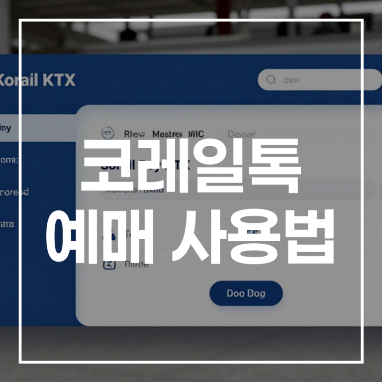 2026 설날 기차표 예매: 코레일톡 예매 사용법 (KTX/SRT 팁)