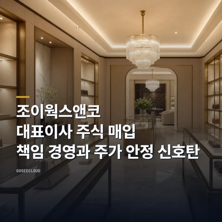 조이웍스앤코 대표이사 주식 매입 | 책임 경영과 주가 안정 신호탄