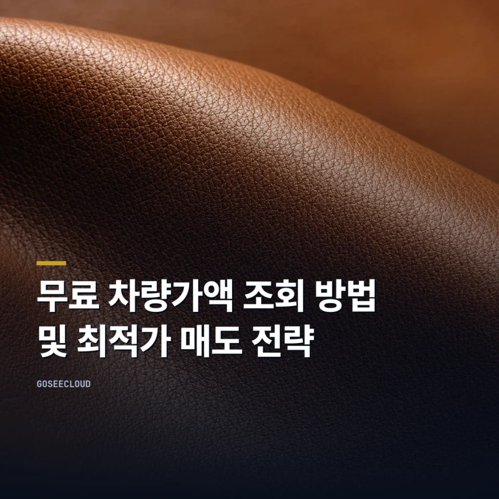 무료 차량가액 조회 방법 및 최적가 매도 전략