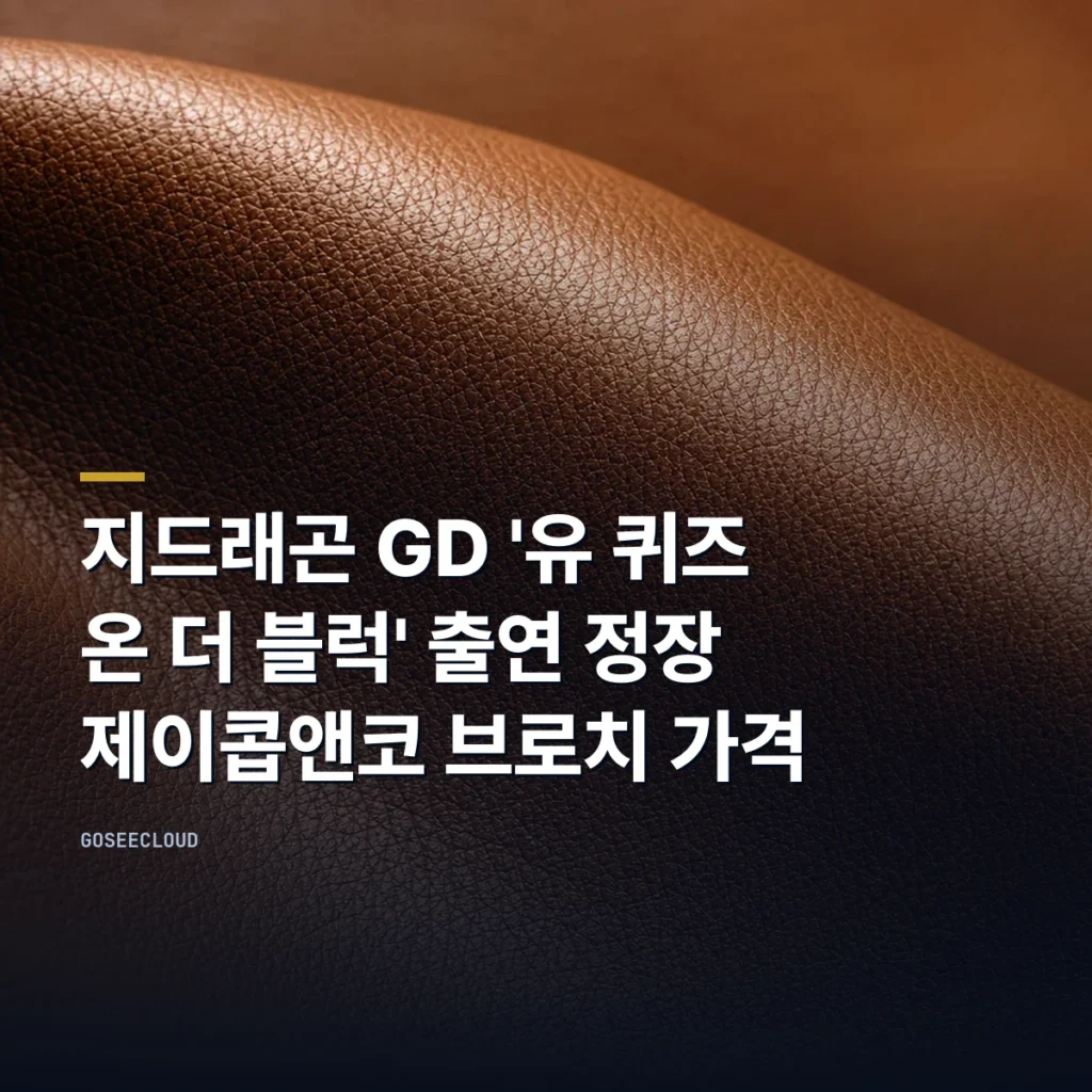 지드래곤 GD '유 퀴즈 온 더 블럭' 출연 정장 제이콥앤코 브로치 가격