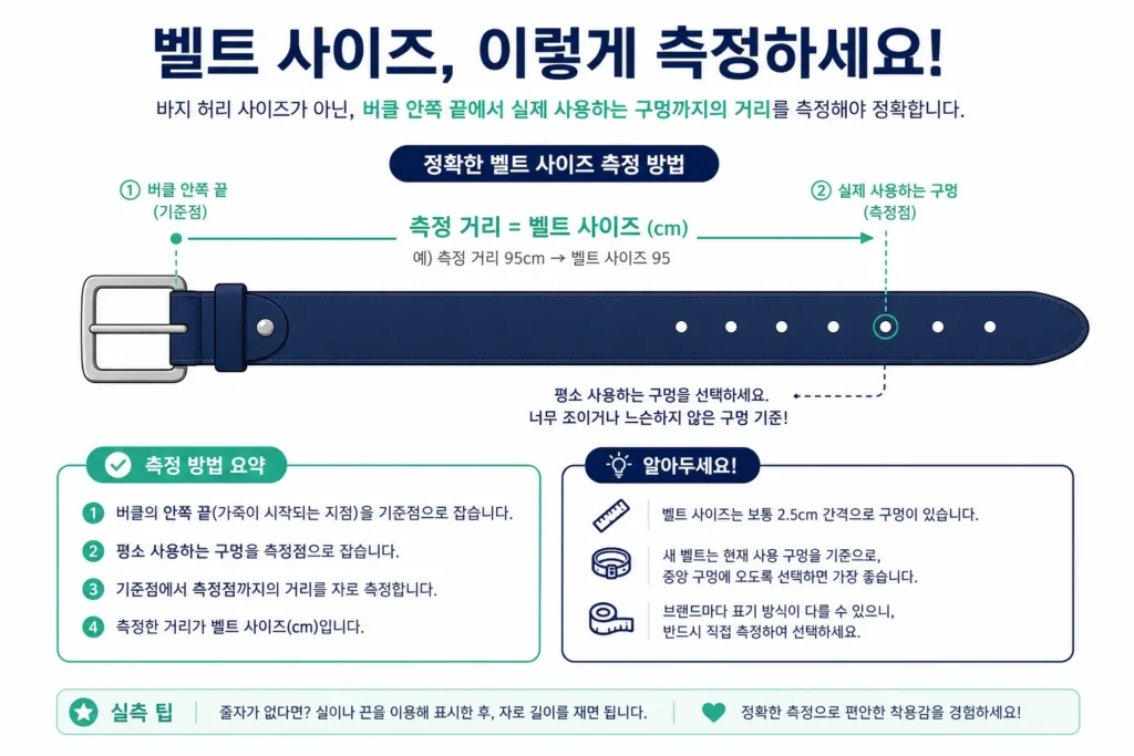 벨트 사이즈 측정 방법 관련 이미지