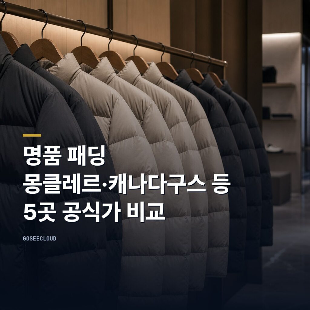 명품 패딩 | 몽클레르·캐나다구스 등 5곳 공식가 비교 (+가격 확인)